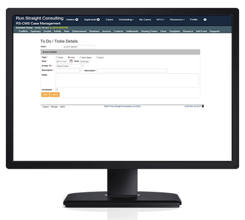 Track & monitor the progress of your case files.